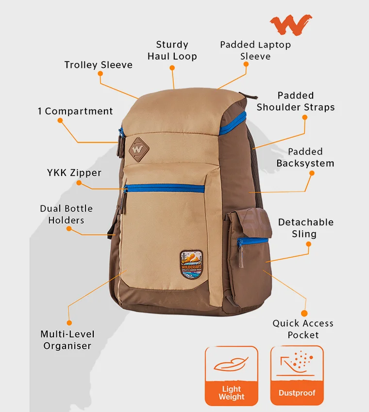 WILDCRAFT Khaki Wildcraft Cargo Pack 30 Backpack, Khaki  | Best Price UAE